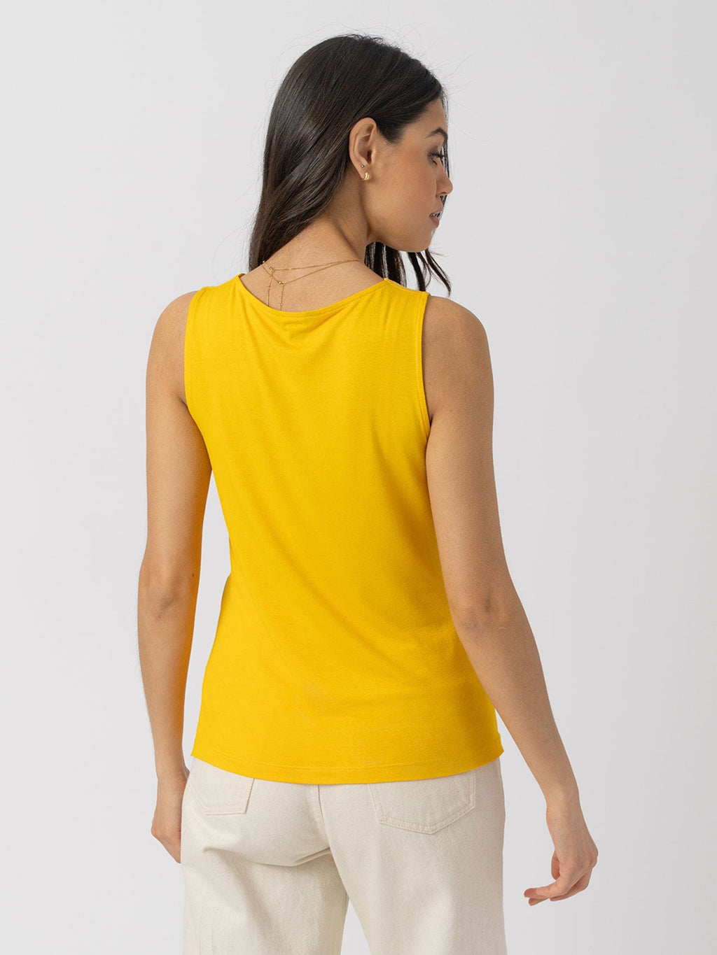 Cowl Neck Cami - Yellow Jacquard