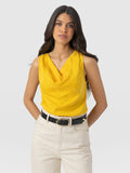 Cowl Neck Cami - Yellow Jacquard