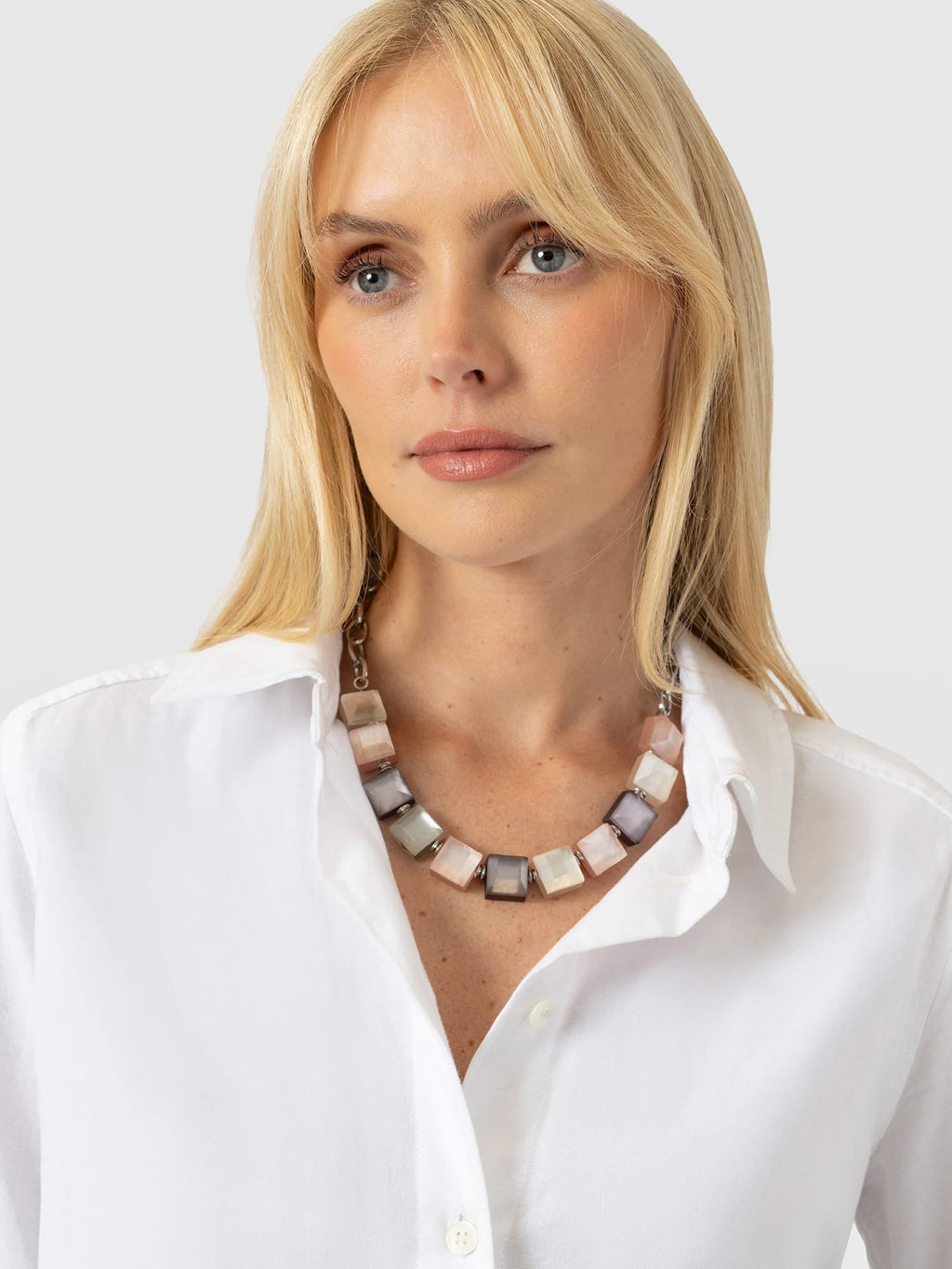 Cube Beaded Necklace - Champagne