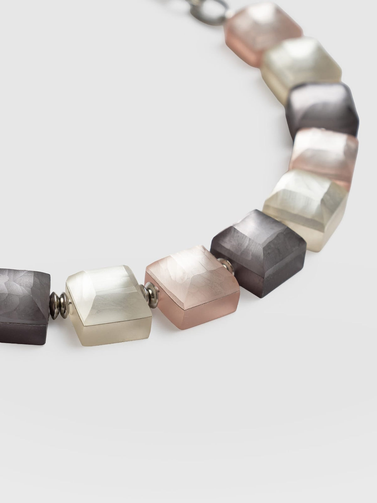 Cube Beaded Necklace - Champagne