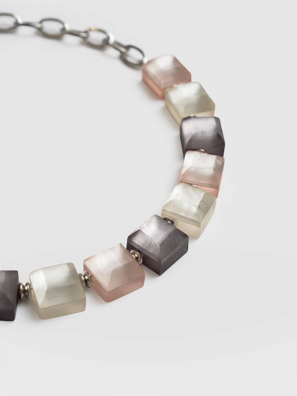 Cube Beaded Necklace - Champagne
