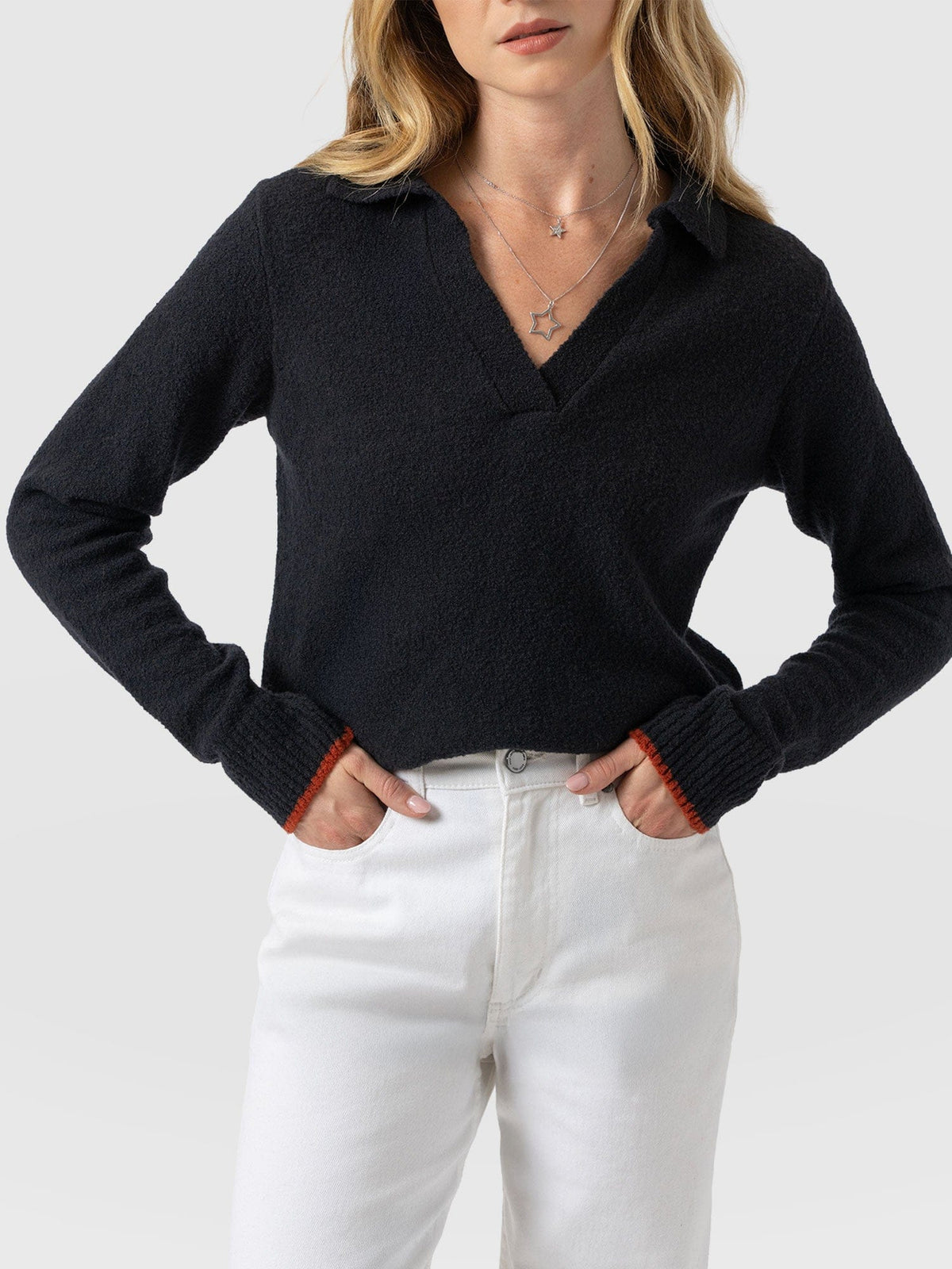 Delphi Polo Knit - Black