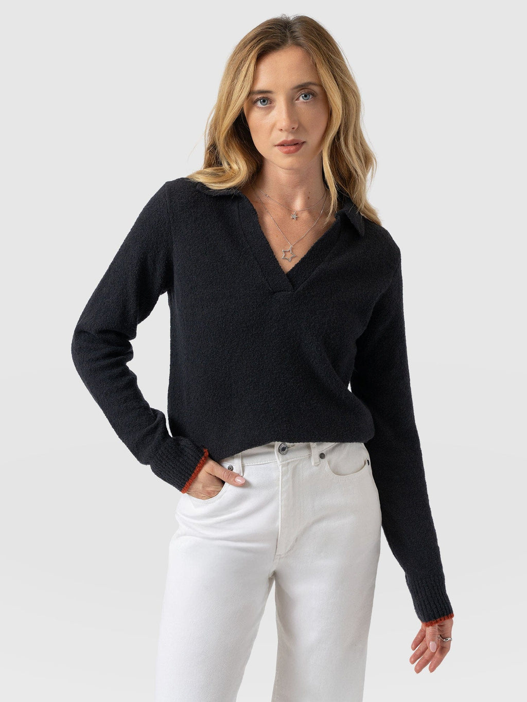 Delphi Polo Knit - Black