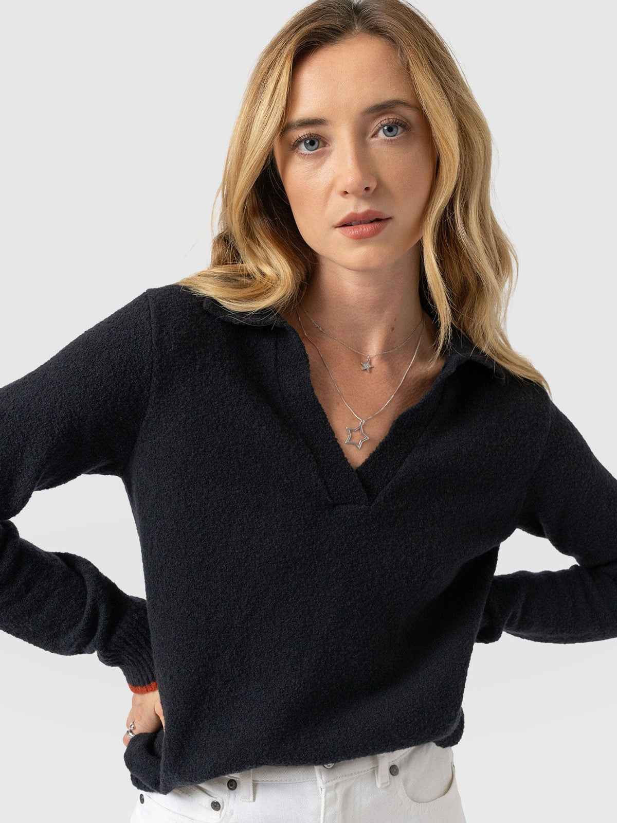 Delphi Polo Knit - Black