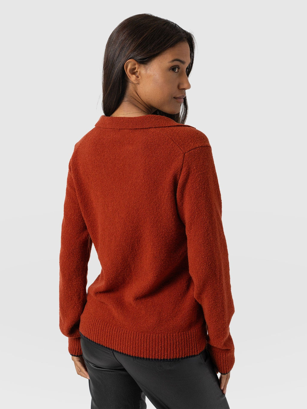 Delphi Polo Knit - Burnt Orange
