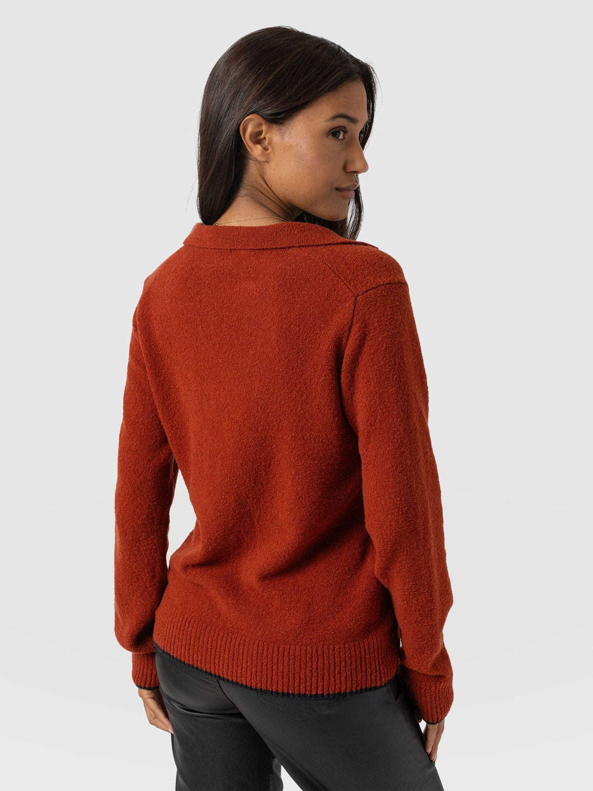 Delphi Polo Knit - Burnt Orange