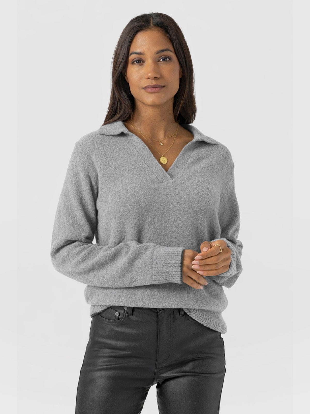 Delphi Polo Knit - Grey