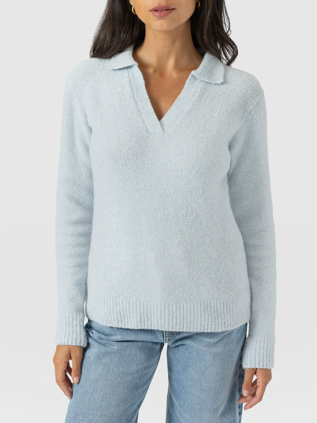 Delphi Polo Knit - Ice Blue