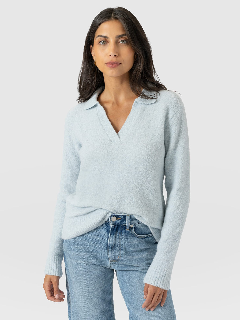 Delphi Polo Knit - Ice Blue