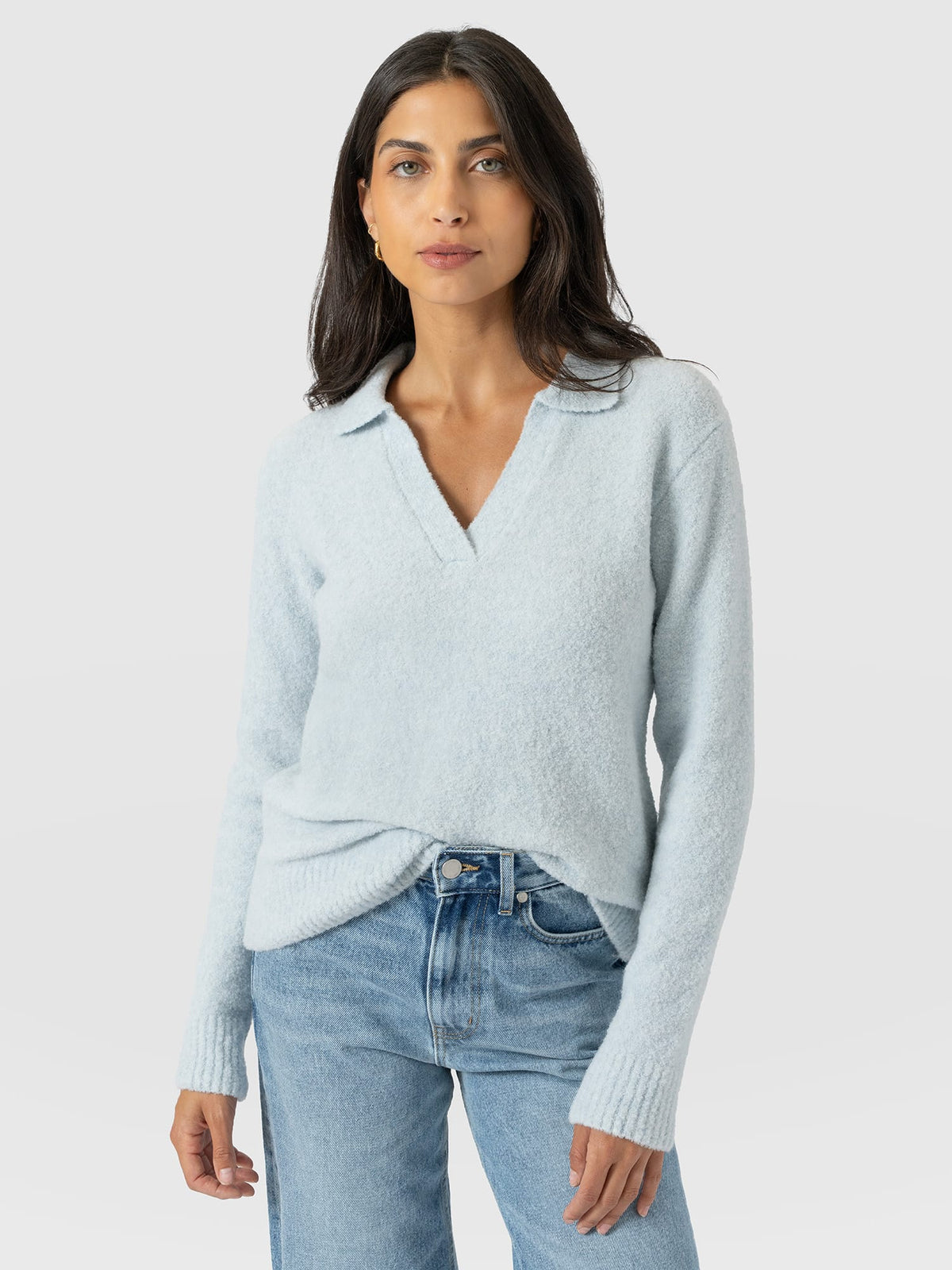 Delphi Polo Knit - Ice Blue