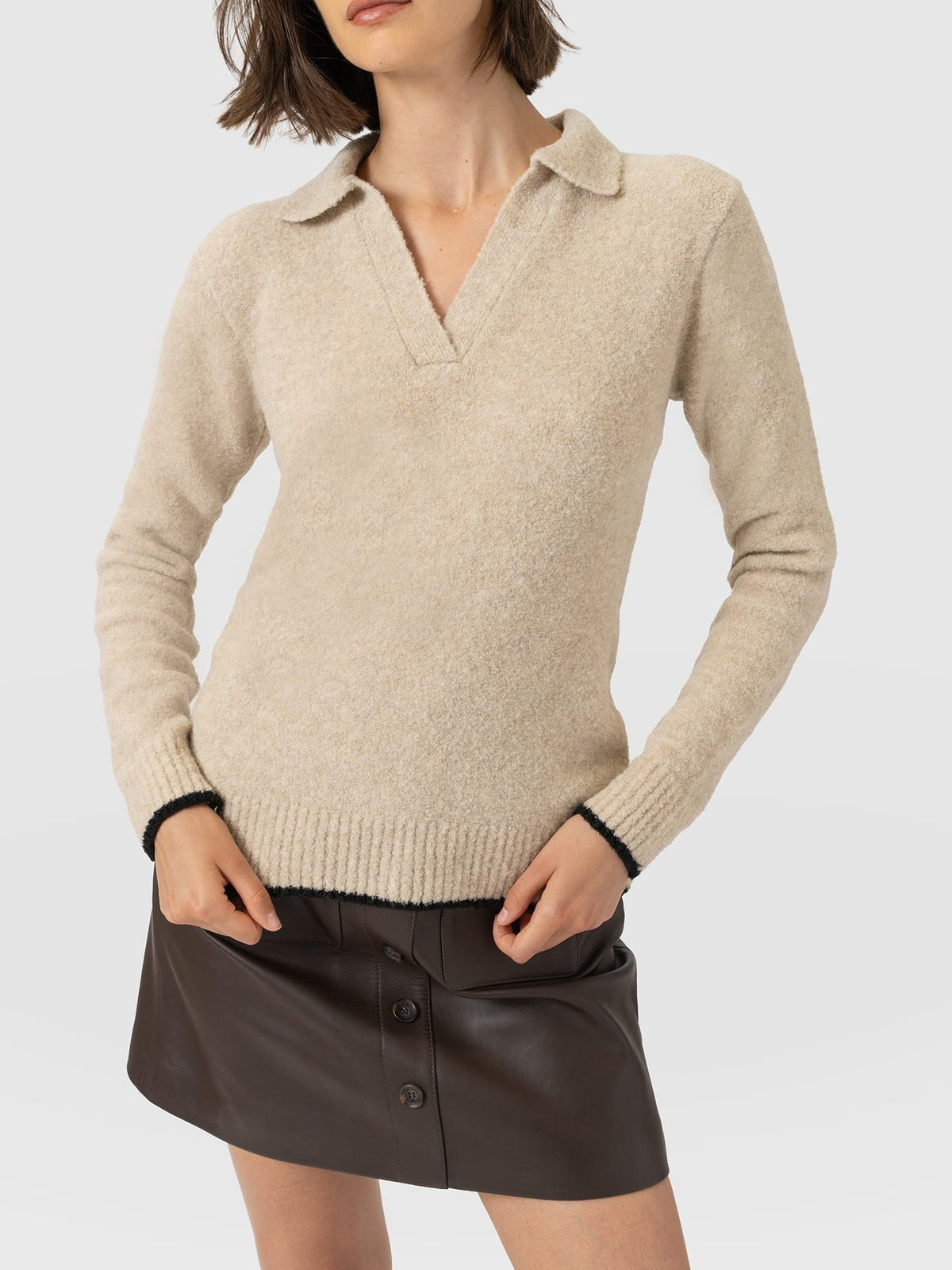 Delphi Polo Knit - Oatmeal