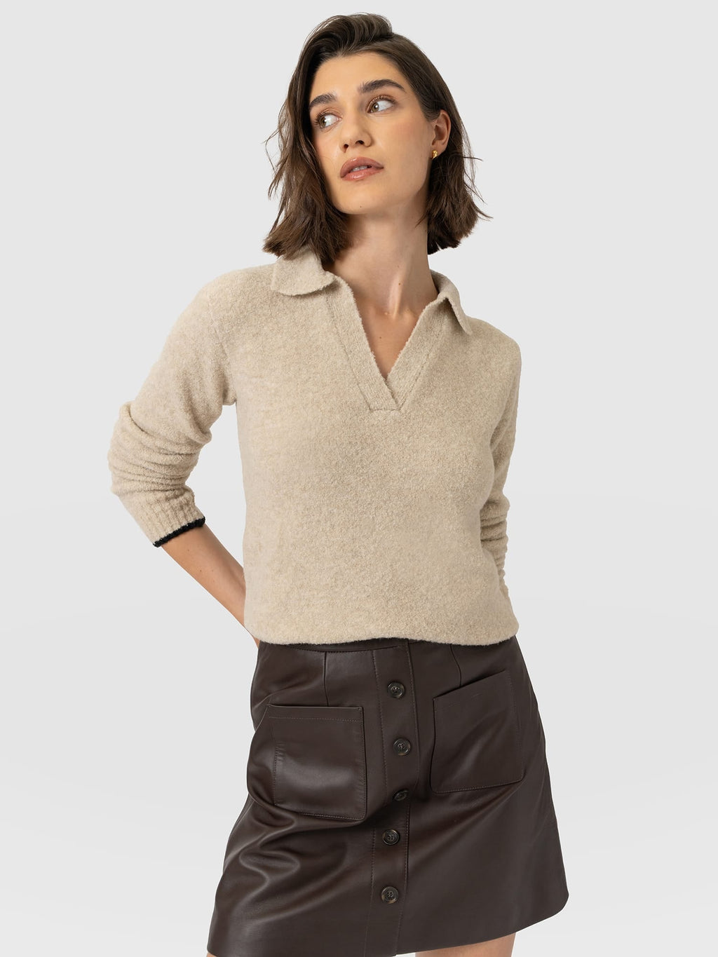 Delphi Polo Knit - Oatmeal