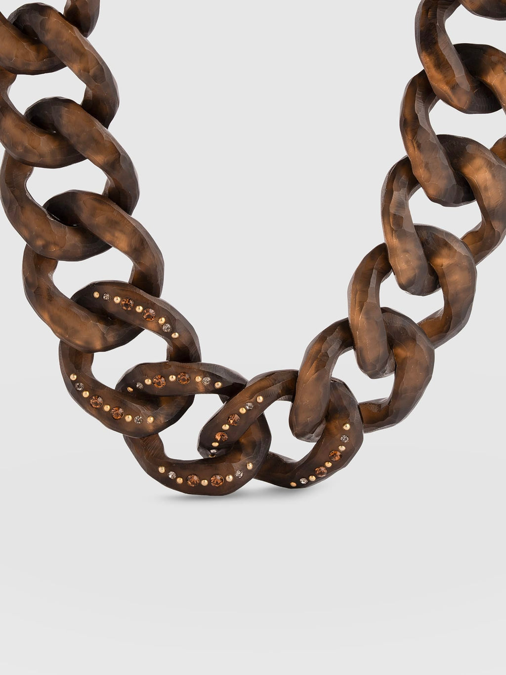 Diamante Chain Necklace - Brown
