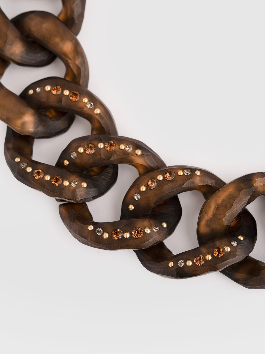Diamante Chain Necklace - Brown