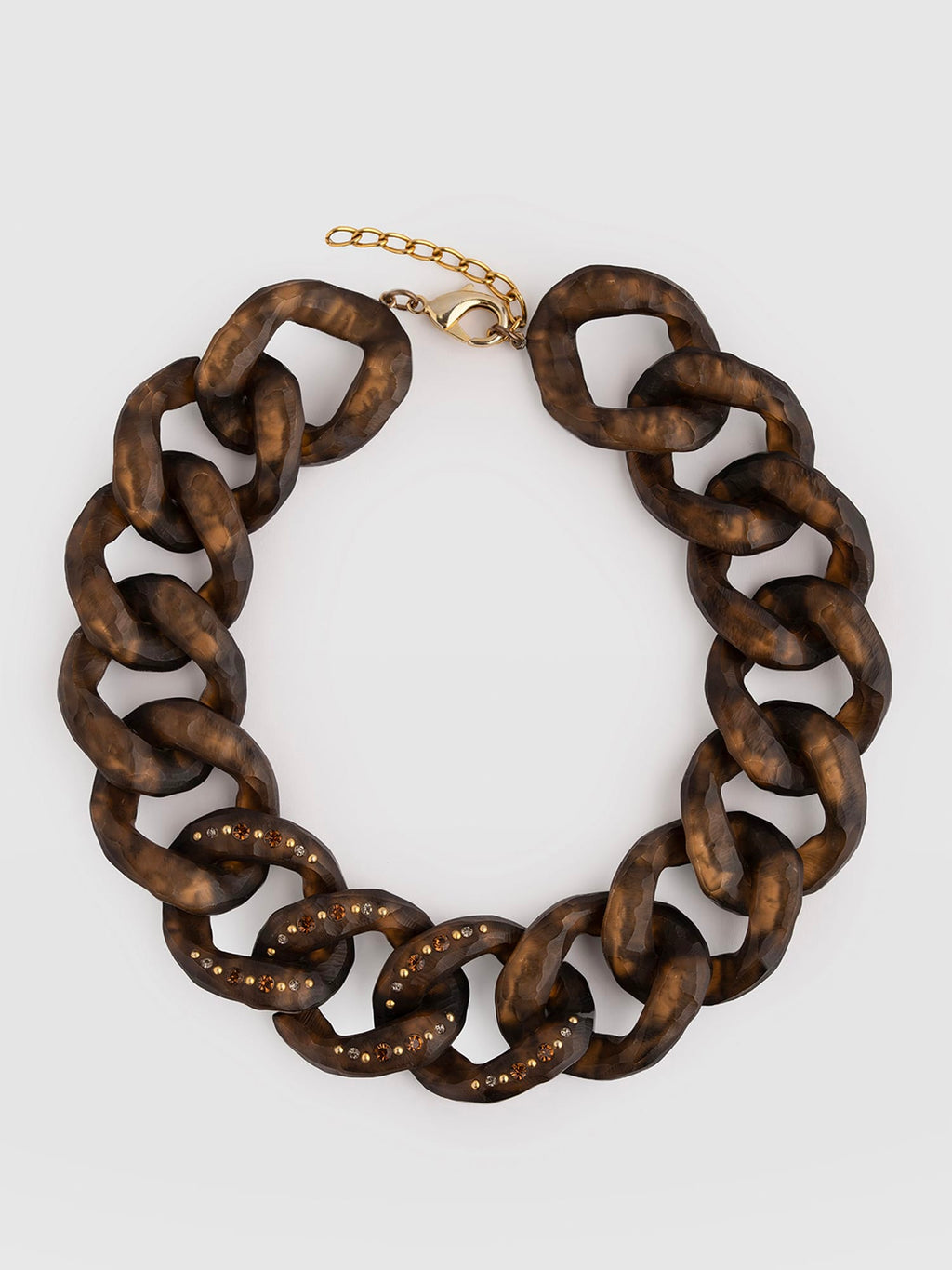 Diamante Chain Necklace - Brown