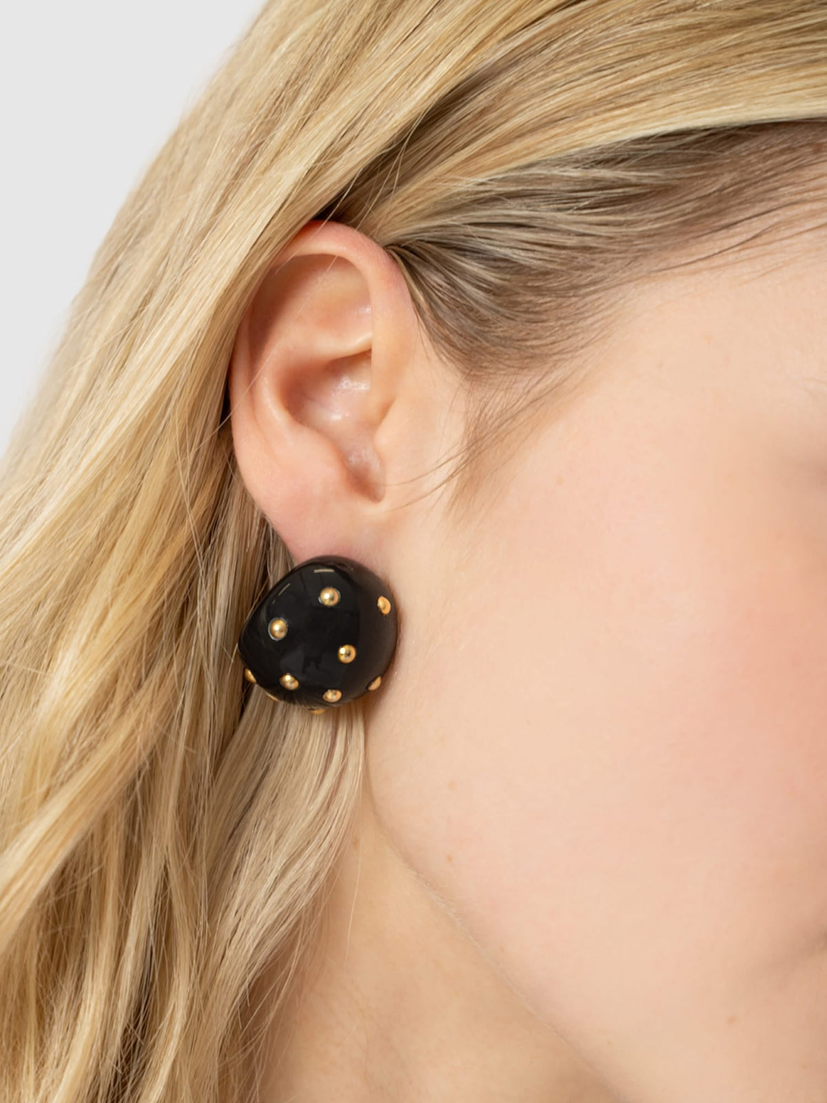 Diamante Stud Earrings - Dark Green/Gold