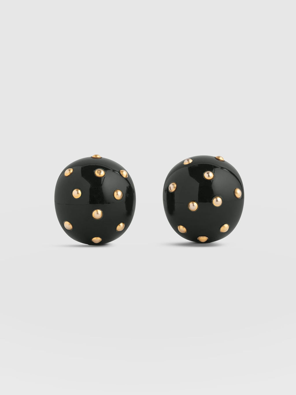 Diamante Stud Earrings - Dark Green/Gold