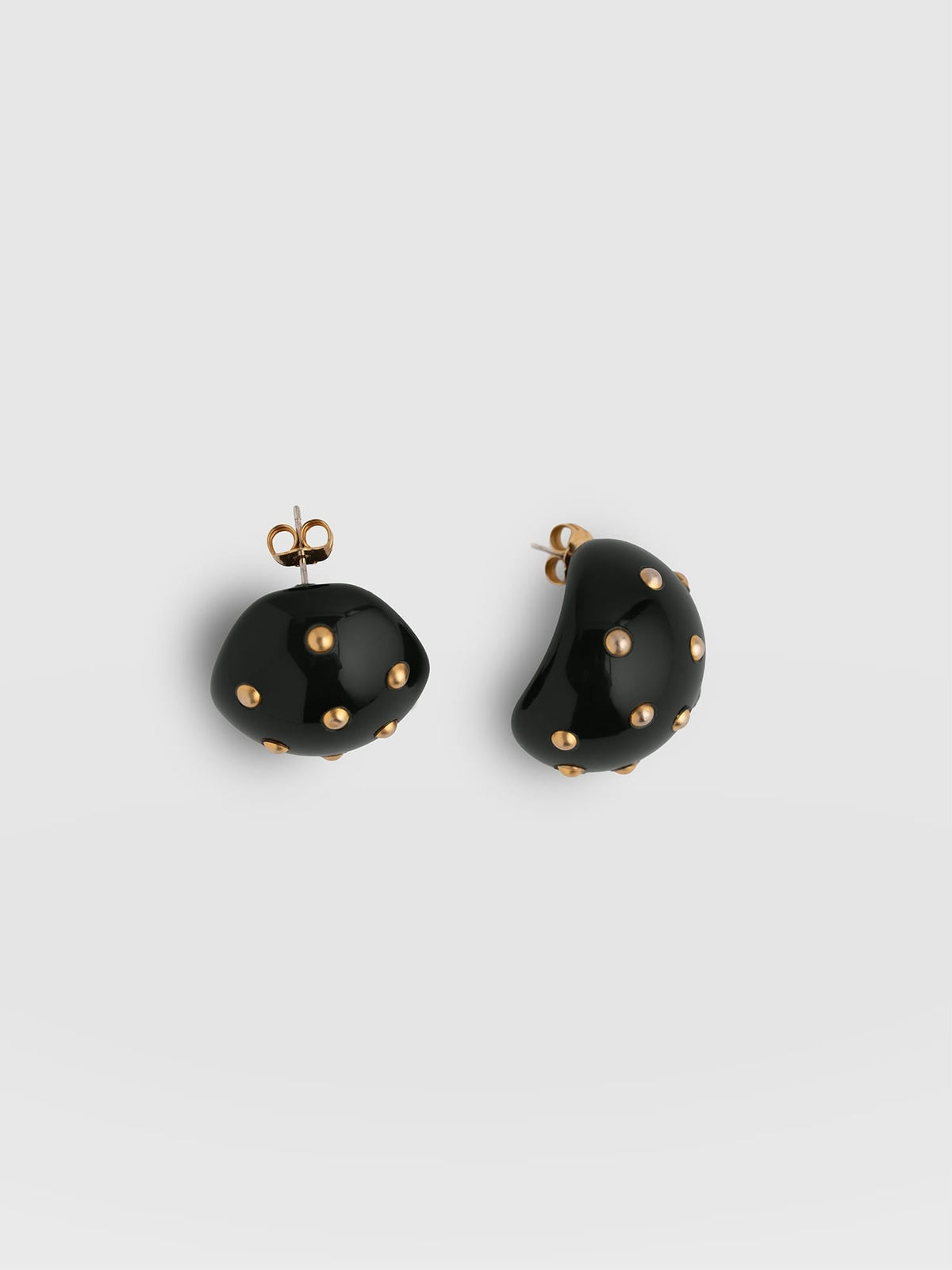 Diamante Stud Earrings - Dark Green/Gold