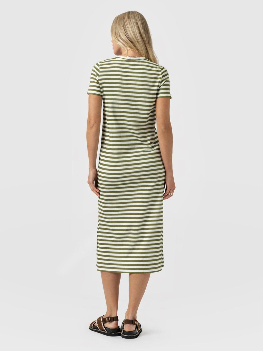 Easy T - Shirt Midi Dress - Green Stripe