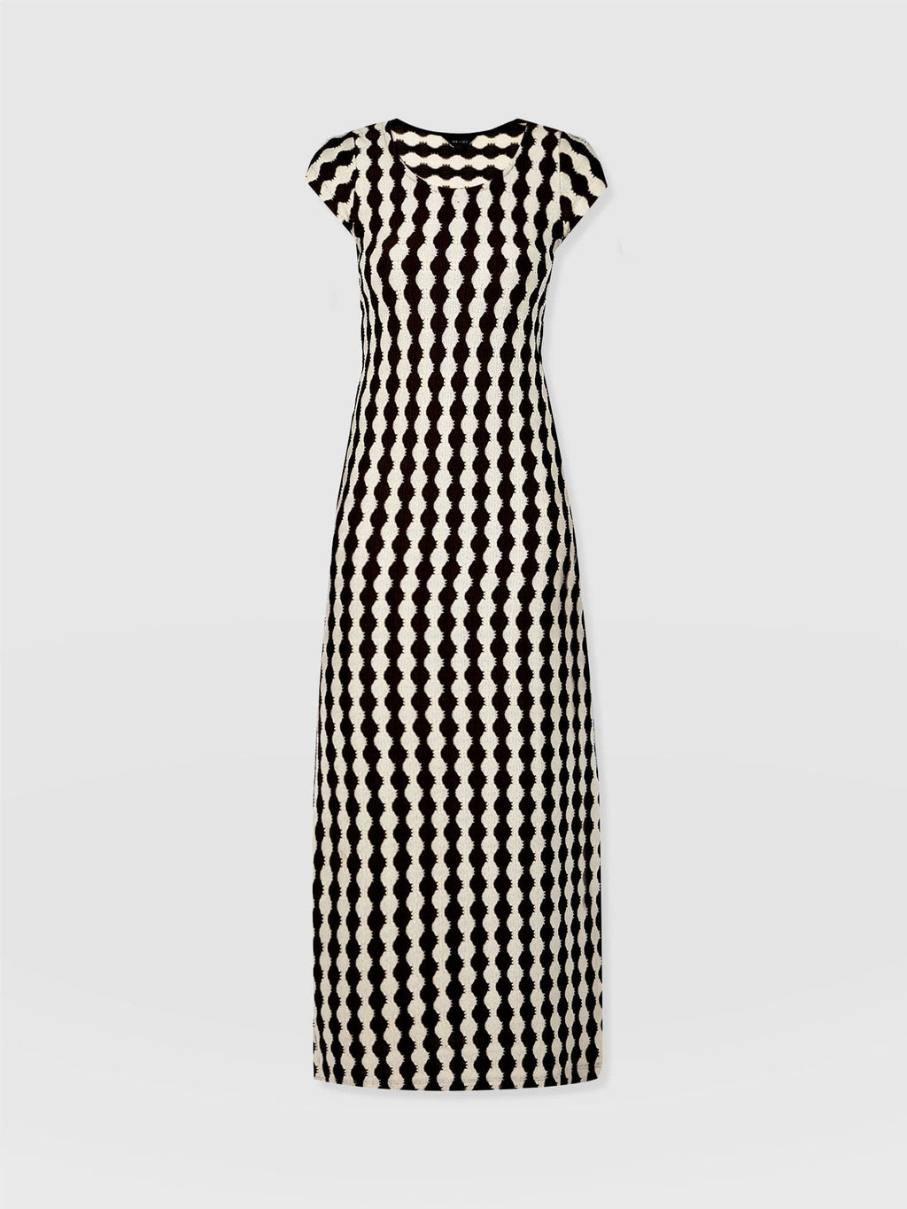 Elise Scoop Neck Midaxi Dress - Black/Cream