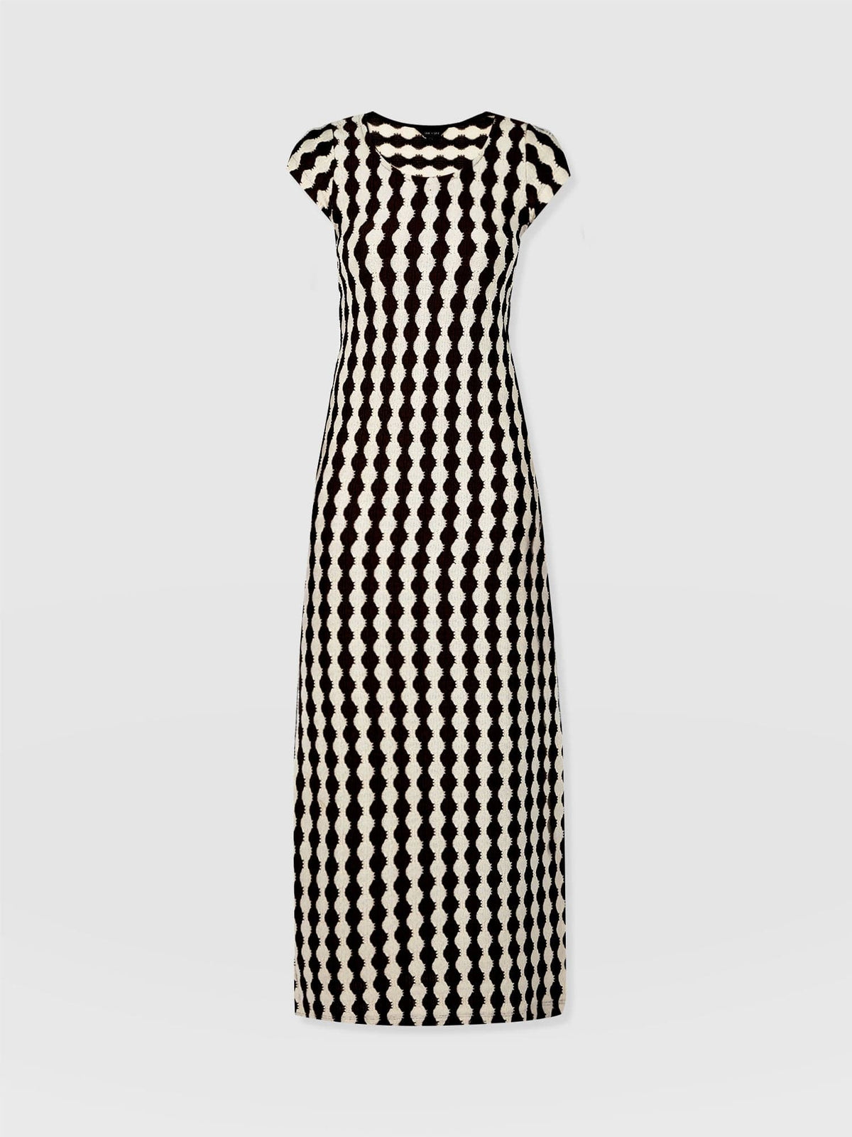 Elise Scoop Neck Midaxi Dress - Black/Cream