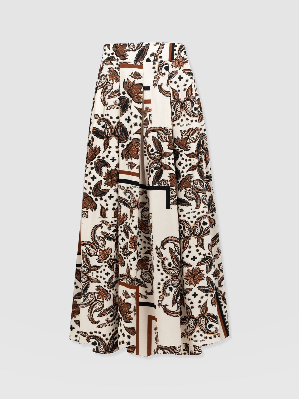 Eliza Pleated Skirt - Cream Paisley