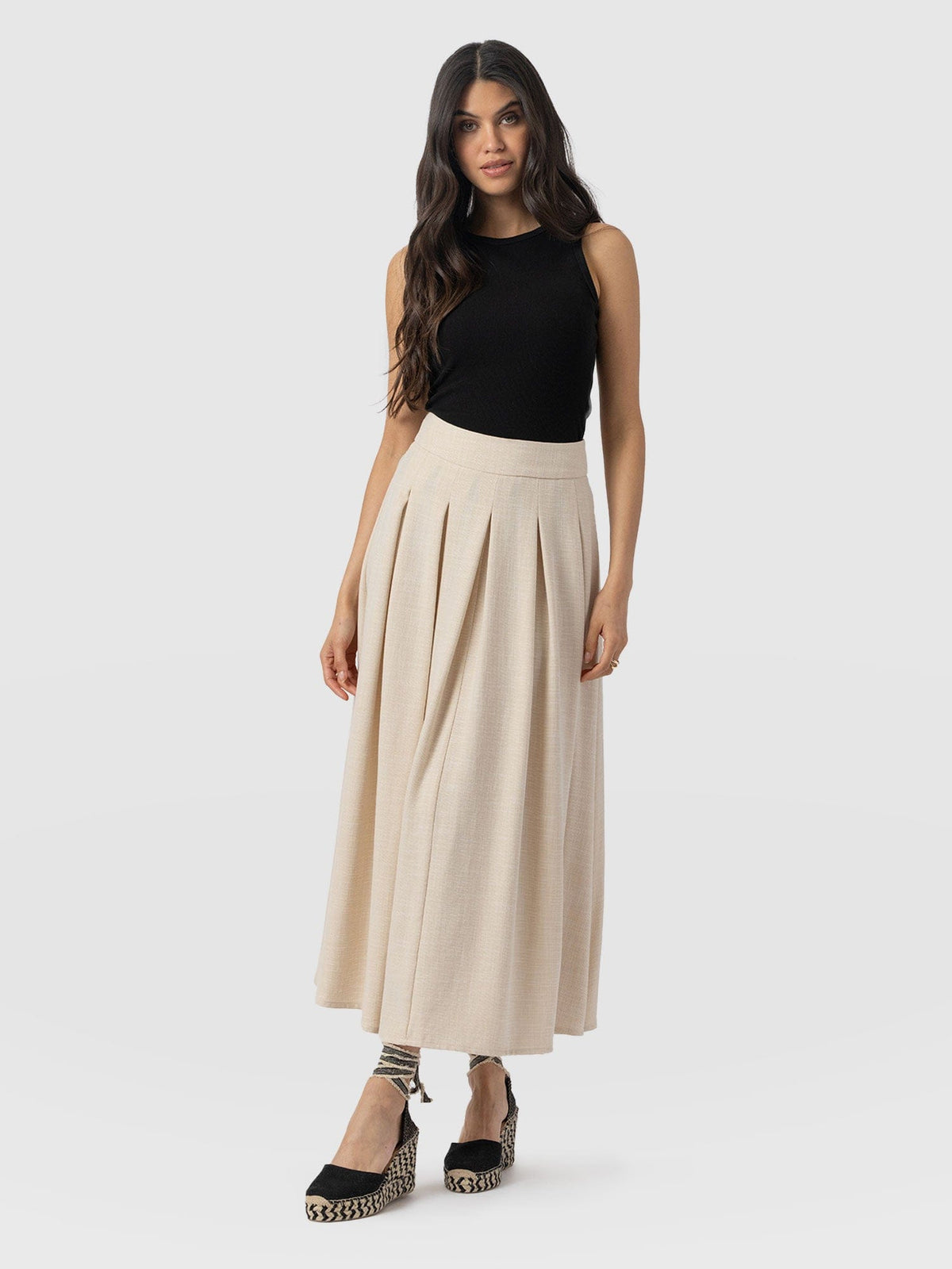 Eliza Pleated Skirt - Cream