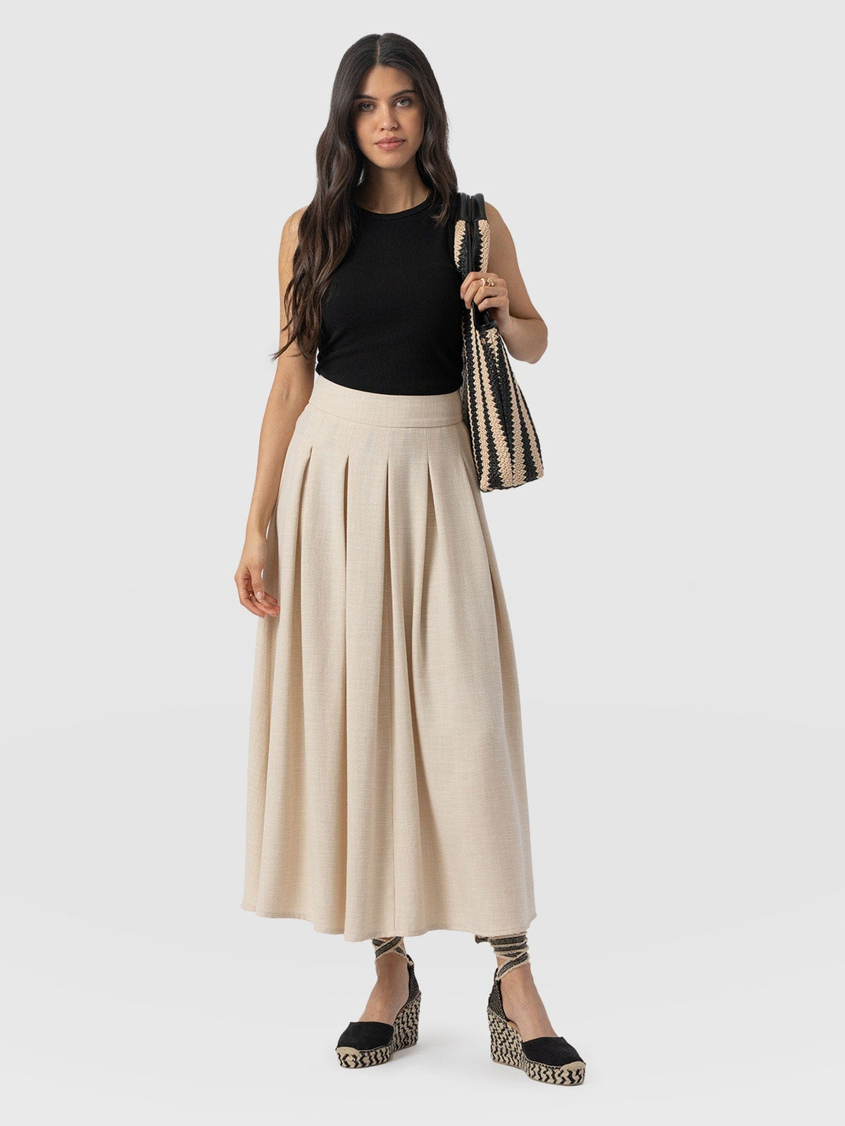 Eliza Pleated Skirt - Cream