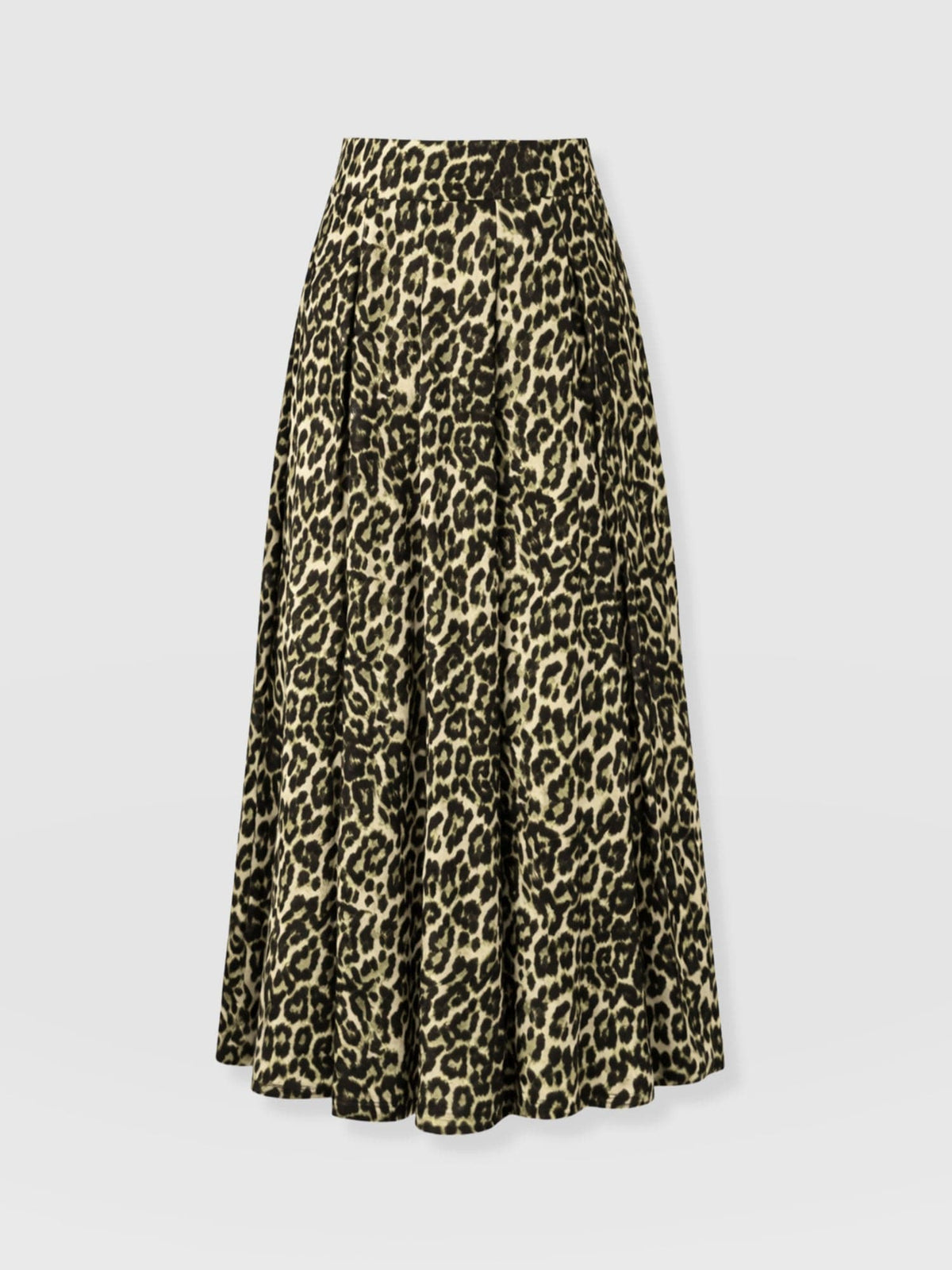 Eliza Pleated Skirt - Green Leopard