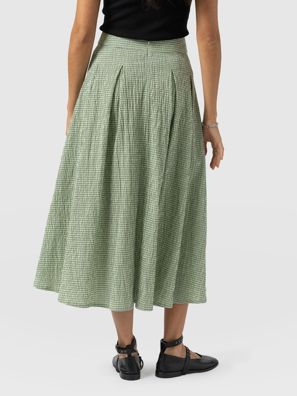 Eliza Pleated Skirt - Mint Gingham
