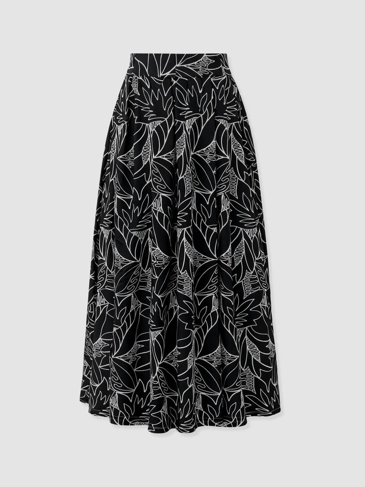 Eliza Pleated Skirt - Black Embroidered