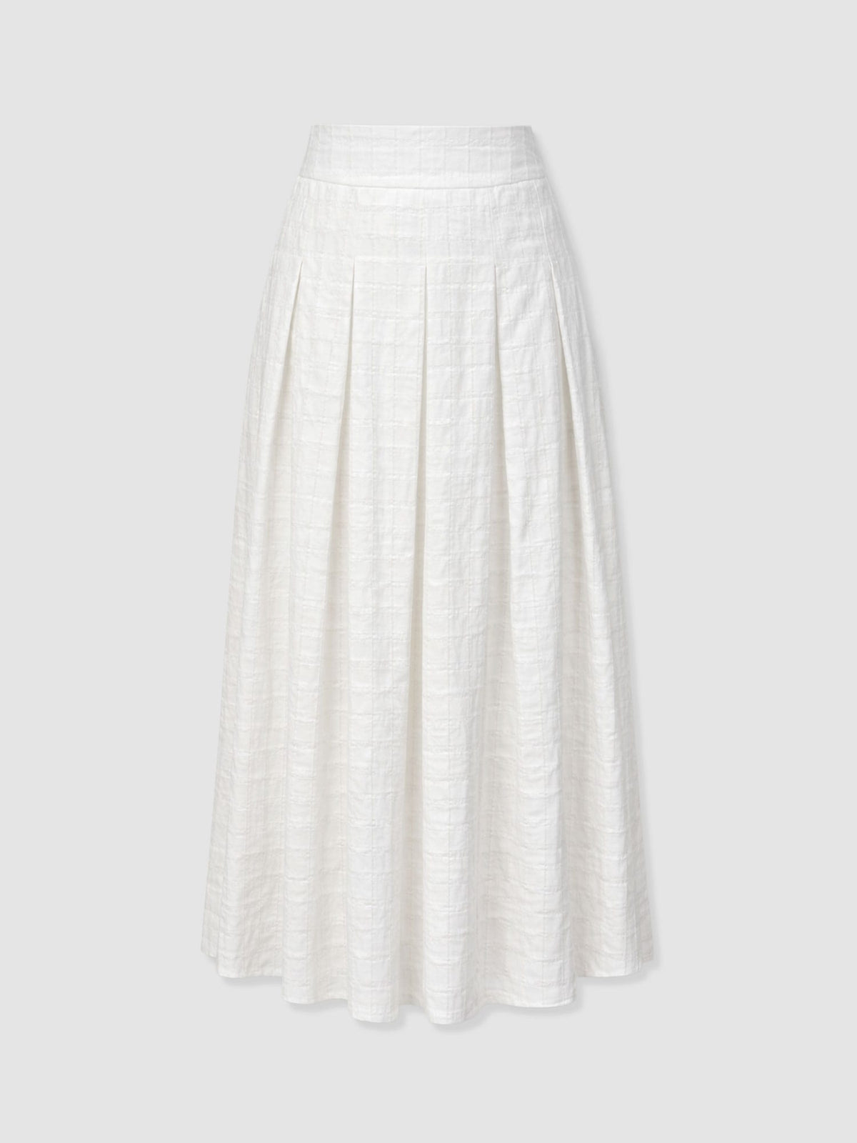 Eliza Pleated Skirt - White Textured