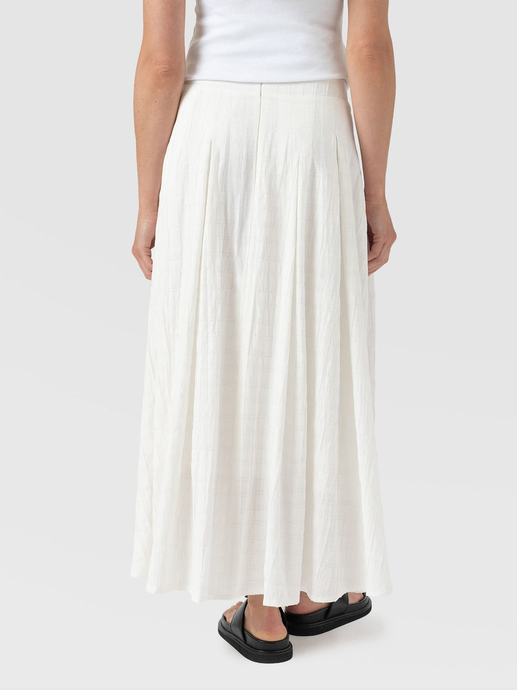 Eliza Pleated Skirt - White Textured