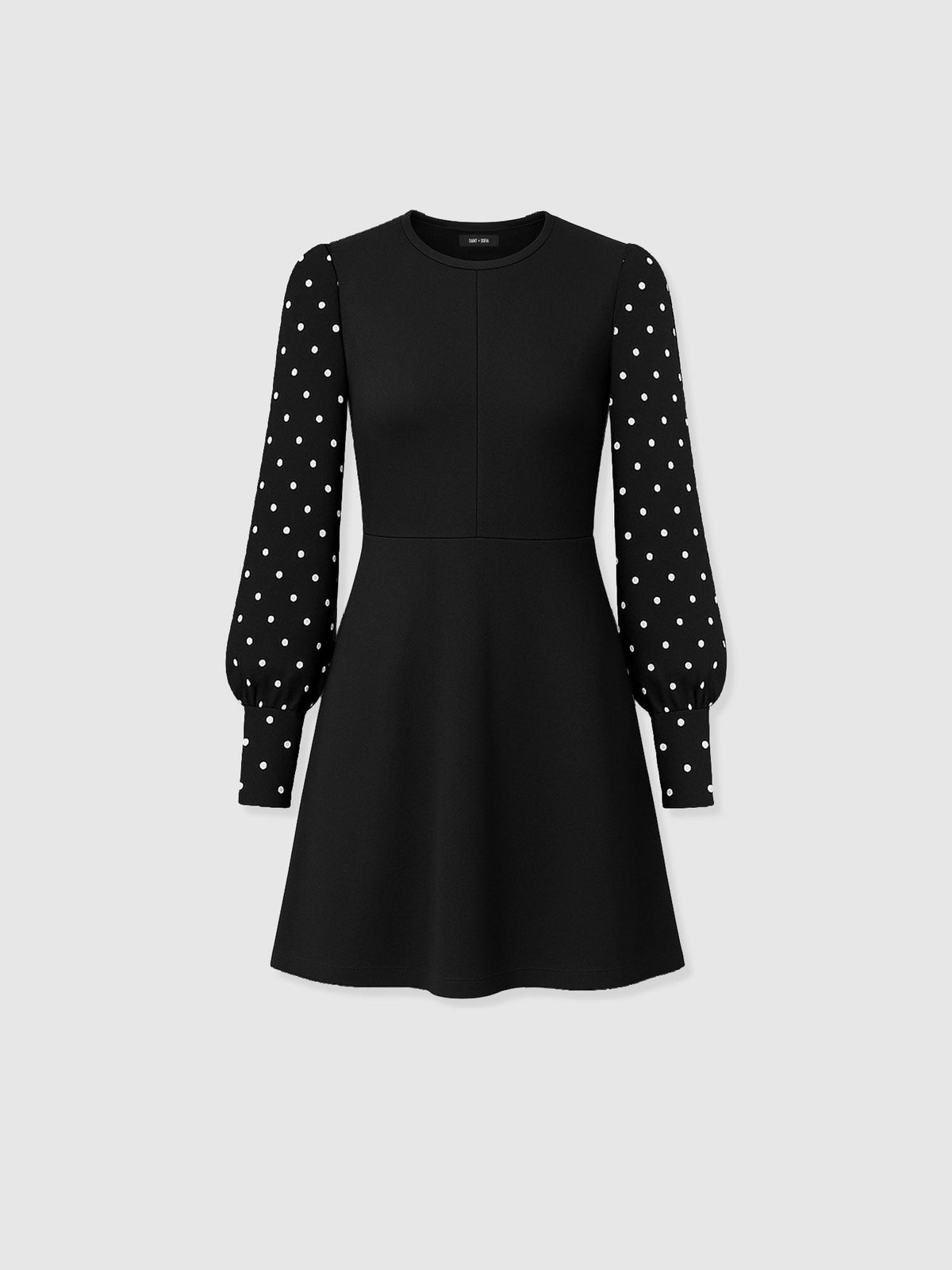 Ella Fit & Flare Dress - Black Polka Dot
