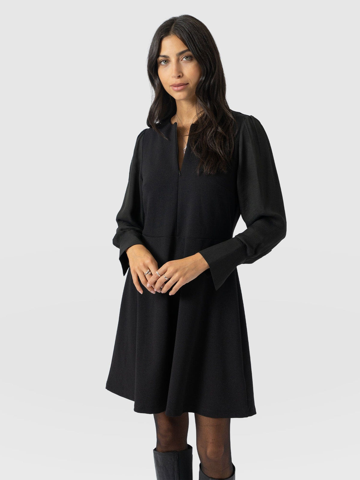 Ella Fit & Flare Dress - Black