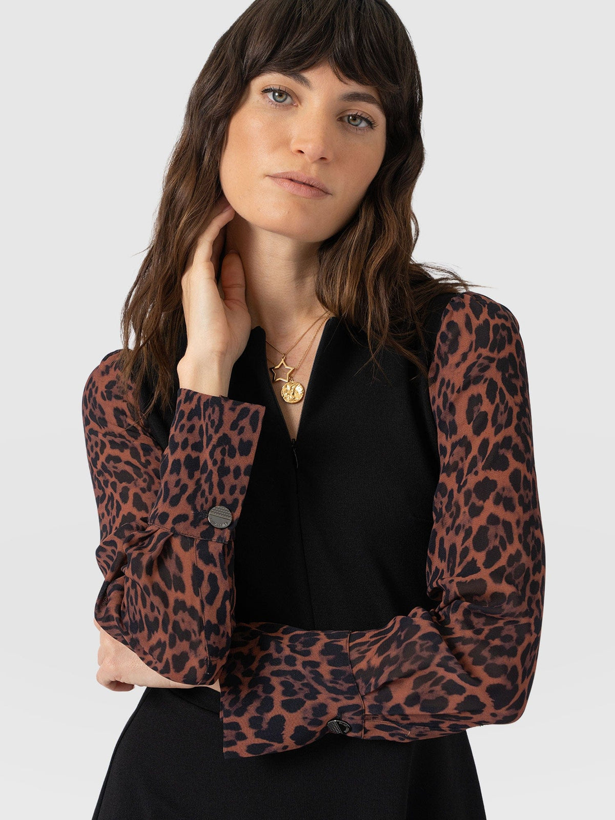 Ella Fit & Flare Dress - Brown Leopard