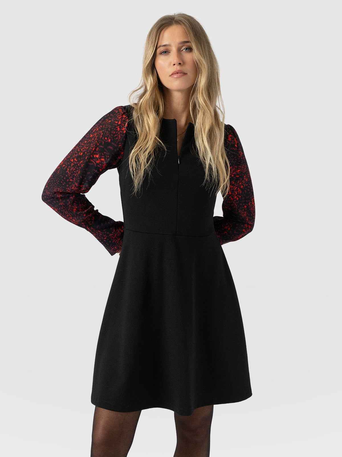 Ella Fit & Flare Dress - Red Fade Spot