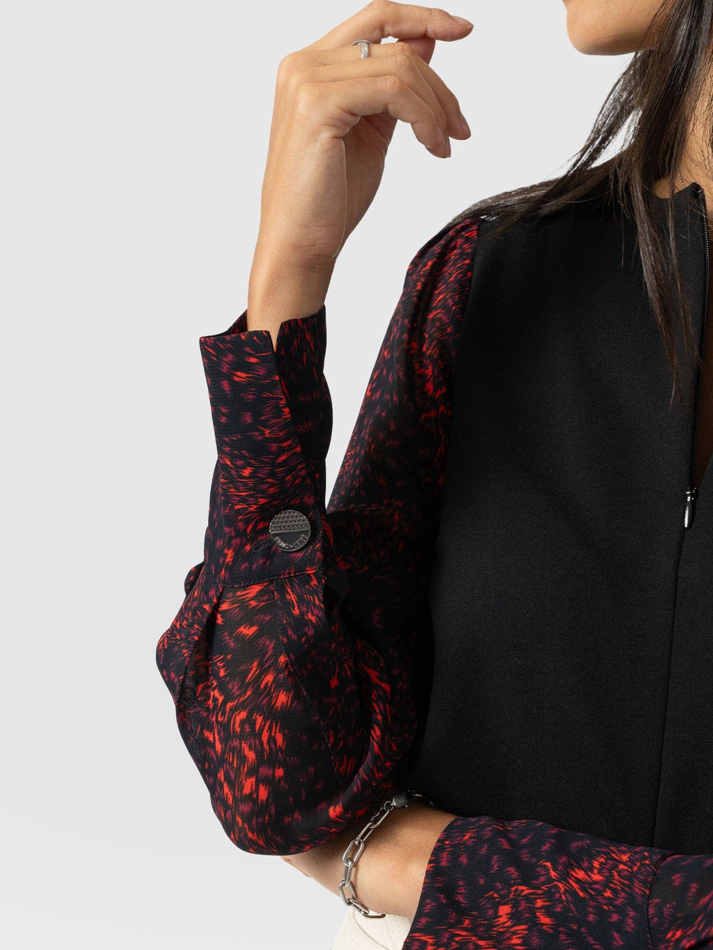 Ella Zip Up Top - Red Fade Spot