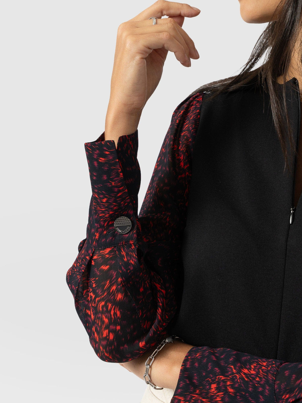Ella Zip Up Top - Red Fade Spot