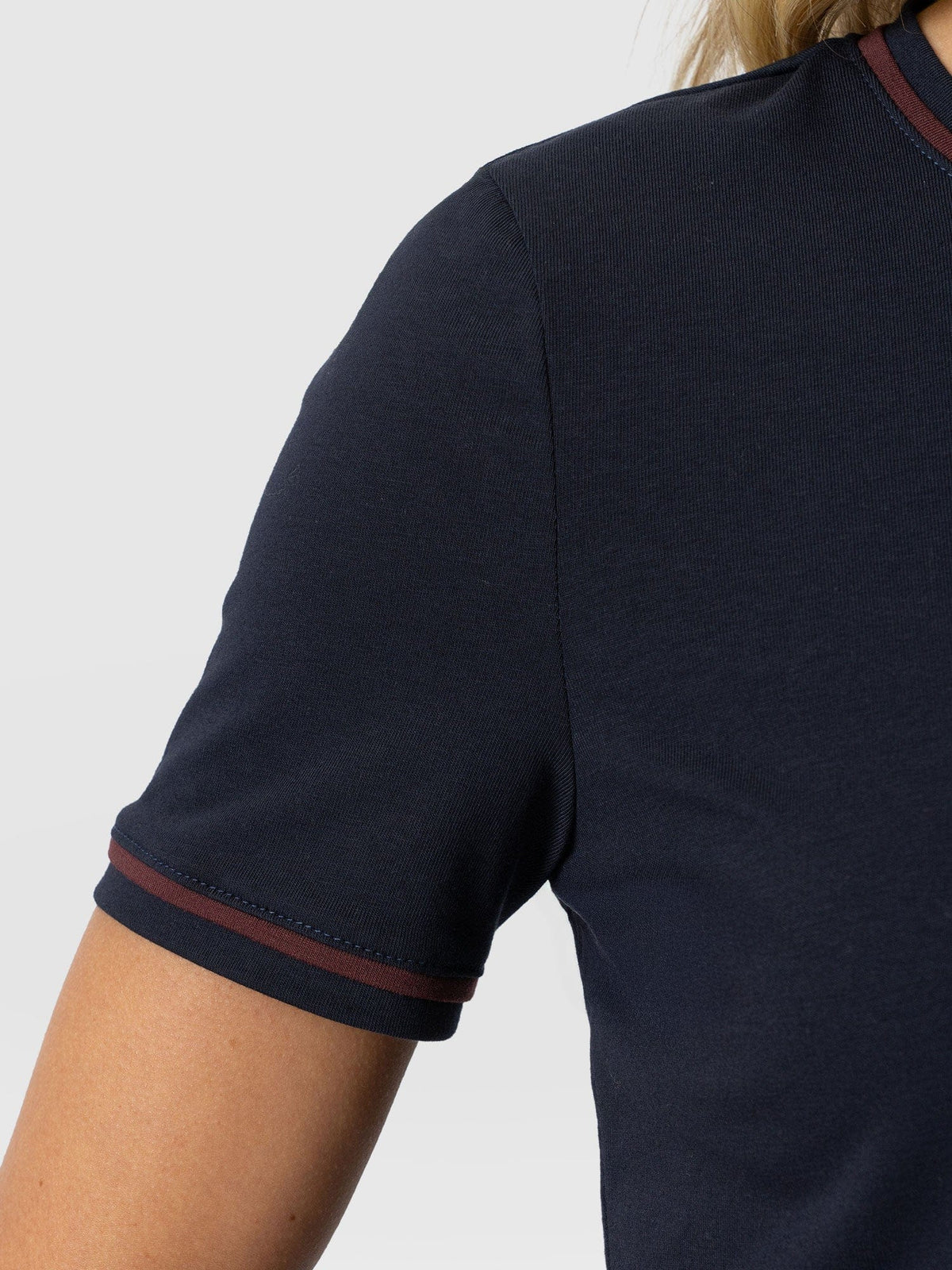 Ellen Piping Tee - Navy