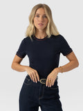 Ellen Piping Tee - Navy