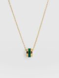 Enamel Stripe Charm Necklace - Gold/Green