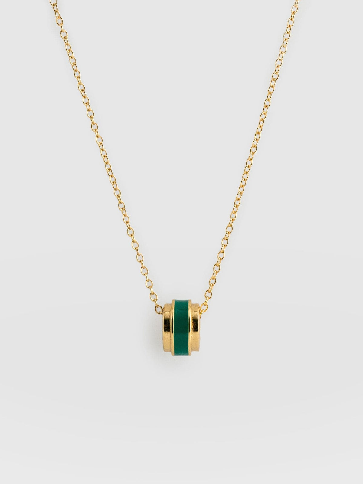 Enamel Stripe Charm Necklace - Gold/Green