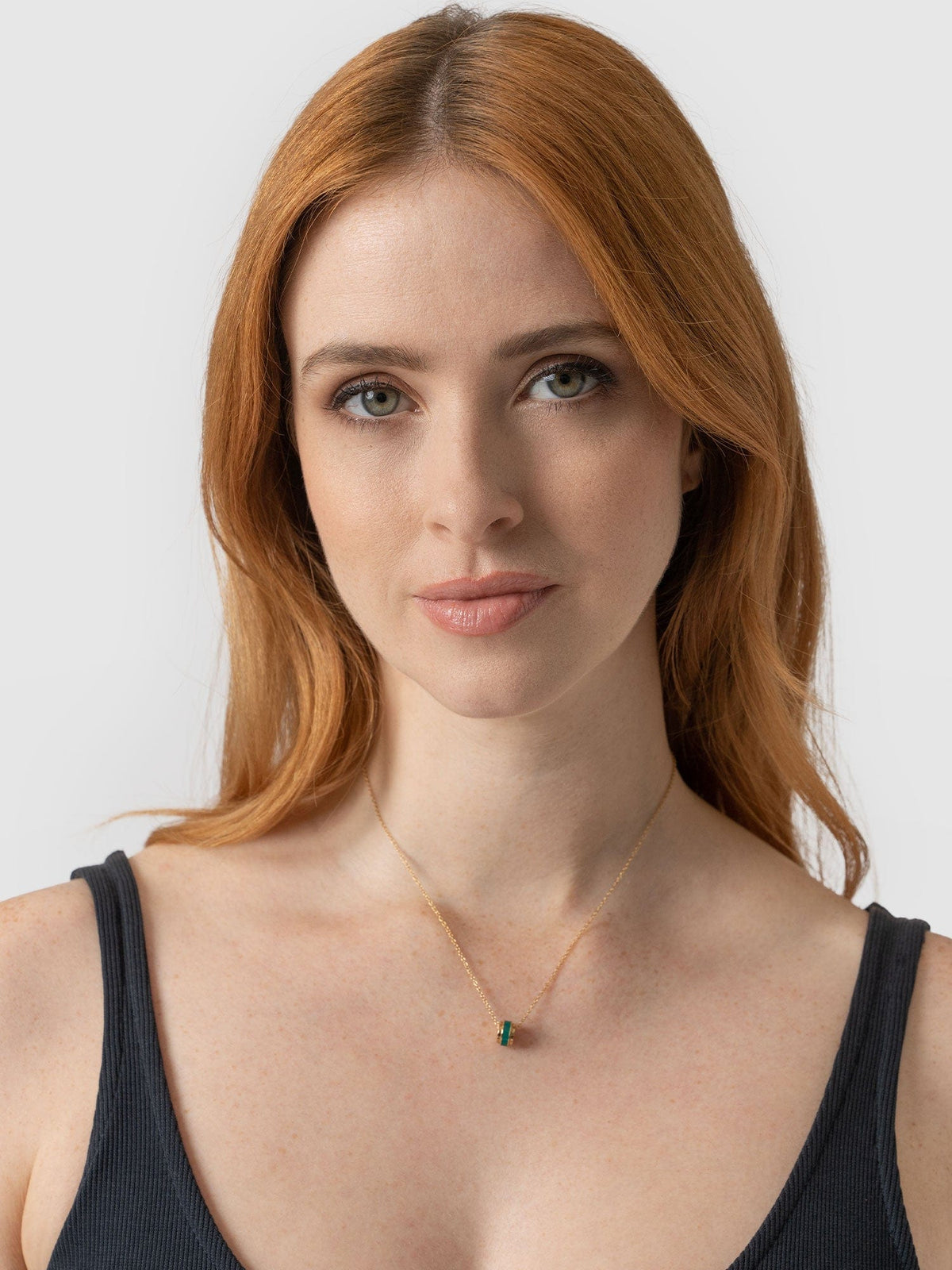 Enamel Stripe Charm Necklace - Gold/Green