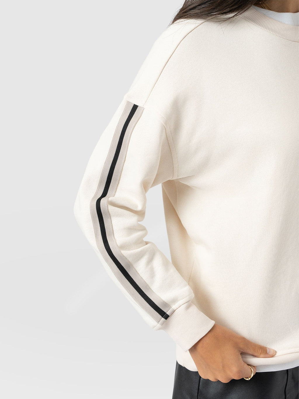 Hoxton Sweatshirt - Cream - Black Stripe