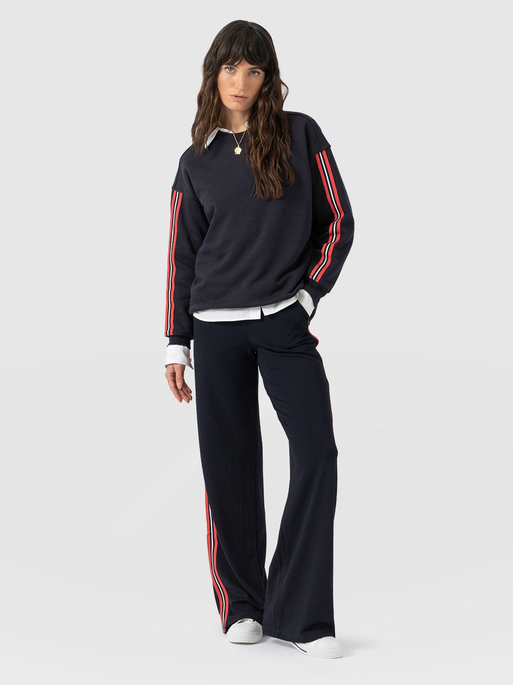 Hoxton Sweatshirt - Navy - Red Stripe
