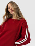 Hoxton Sweatshirt - Red - Brown Stripe