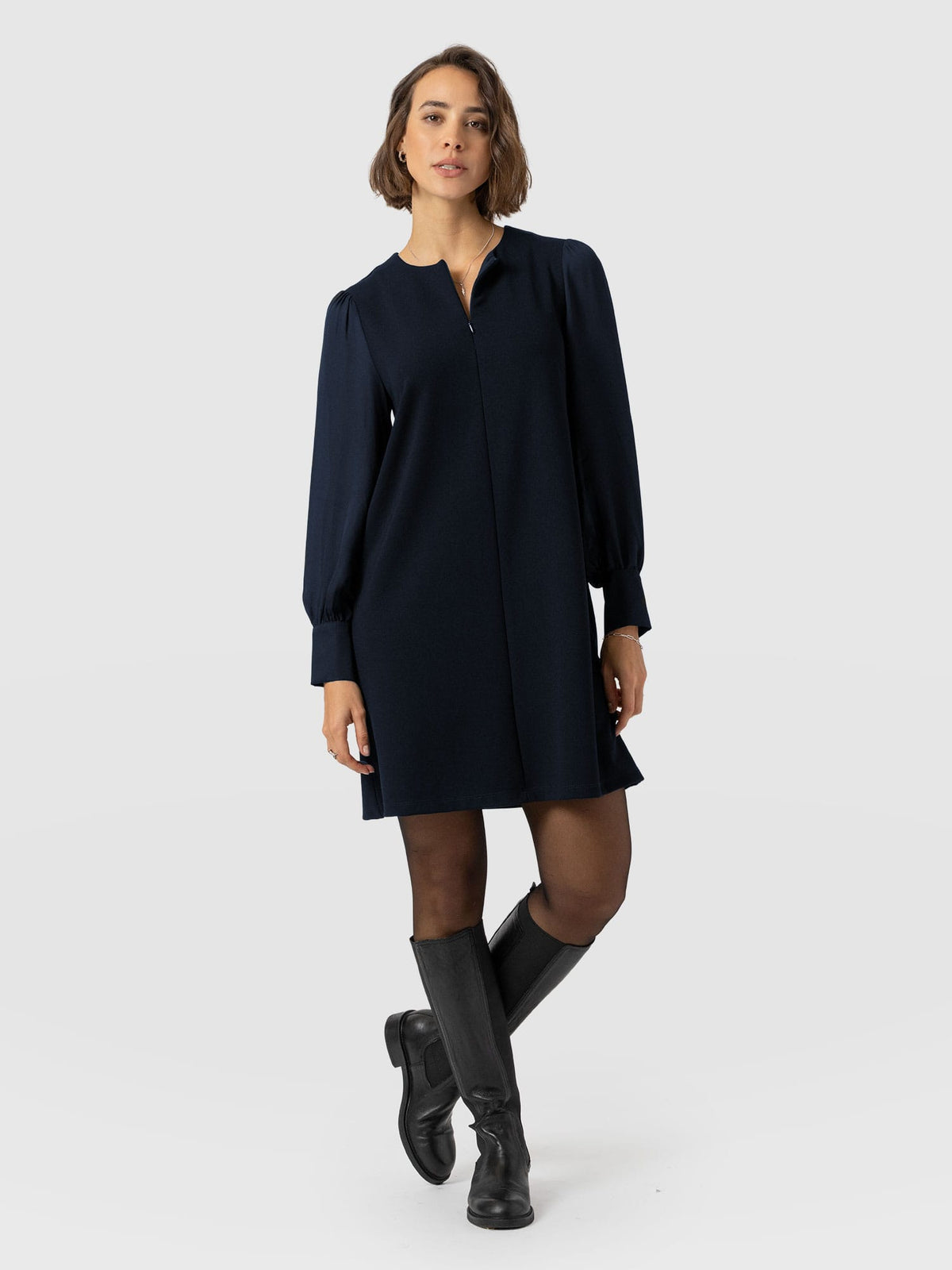 Esme Zip Up Dress - Navy