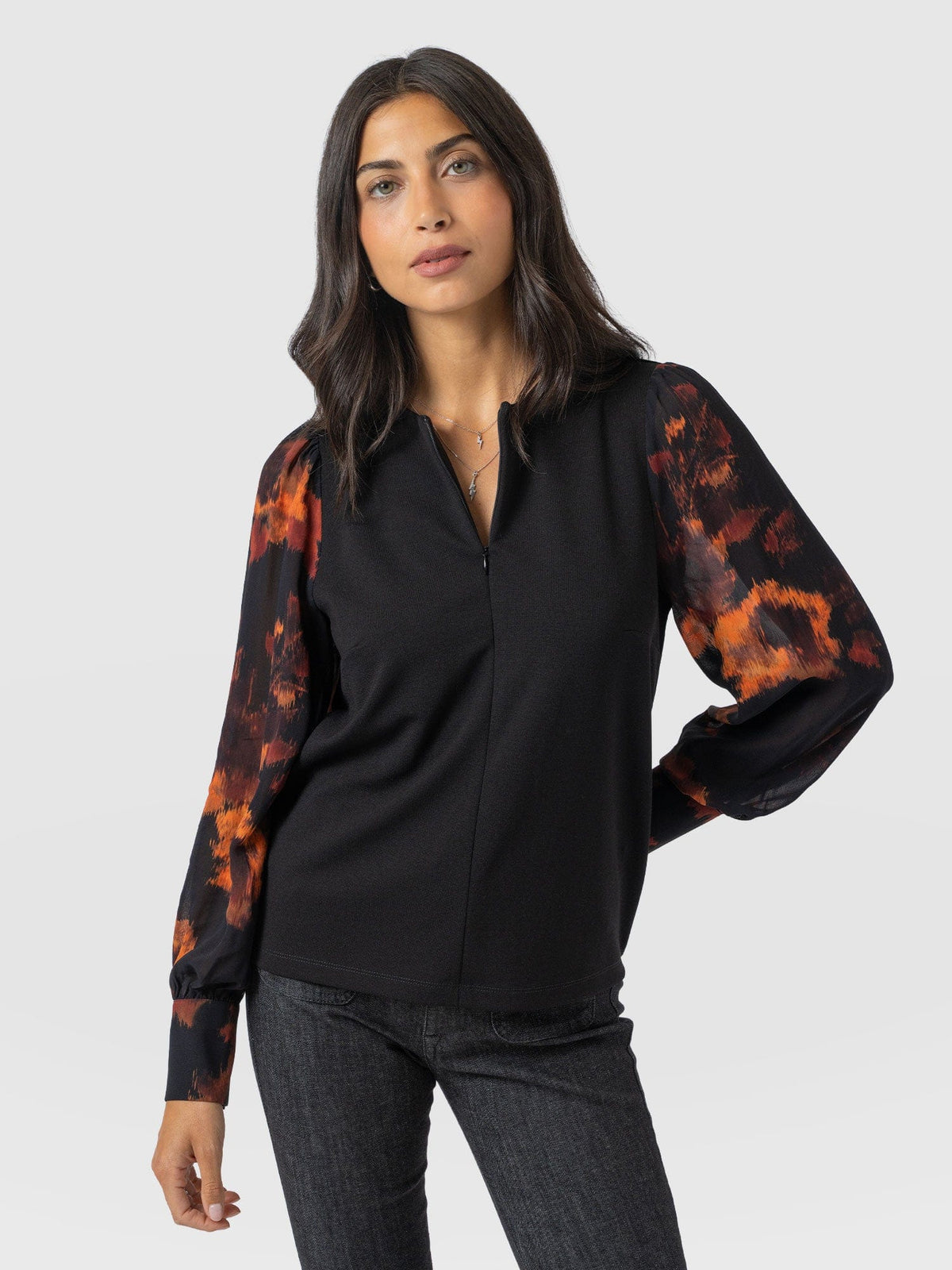 Esme Zip Up Top - Autumn Floral