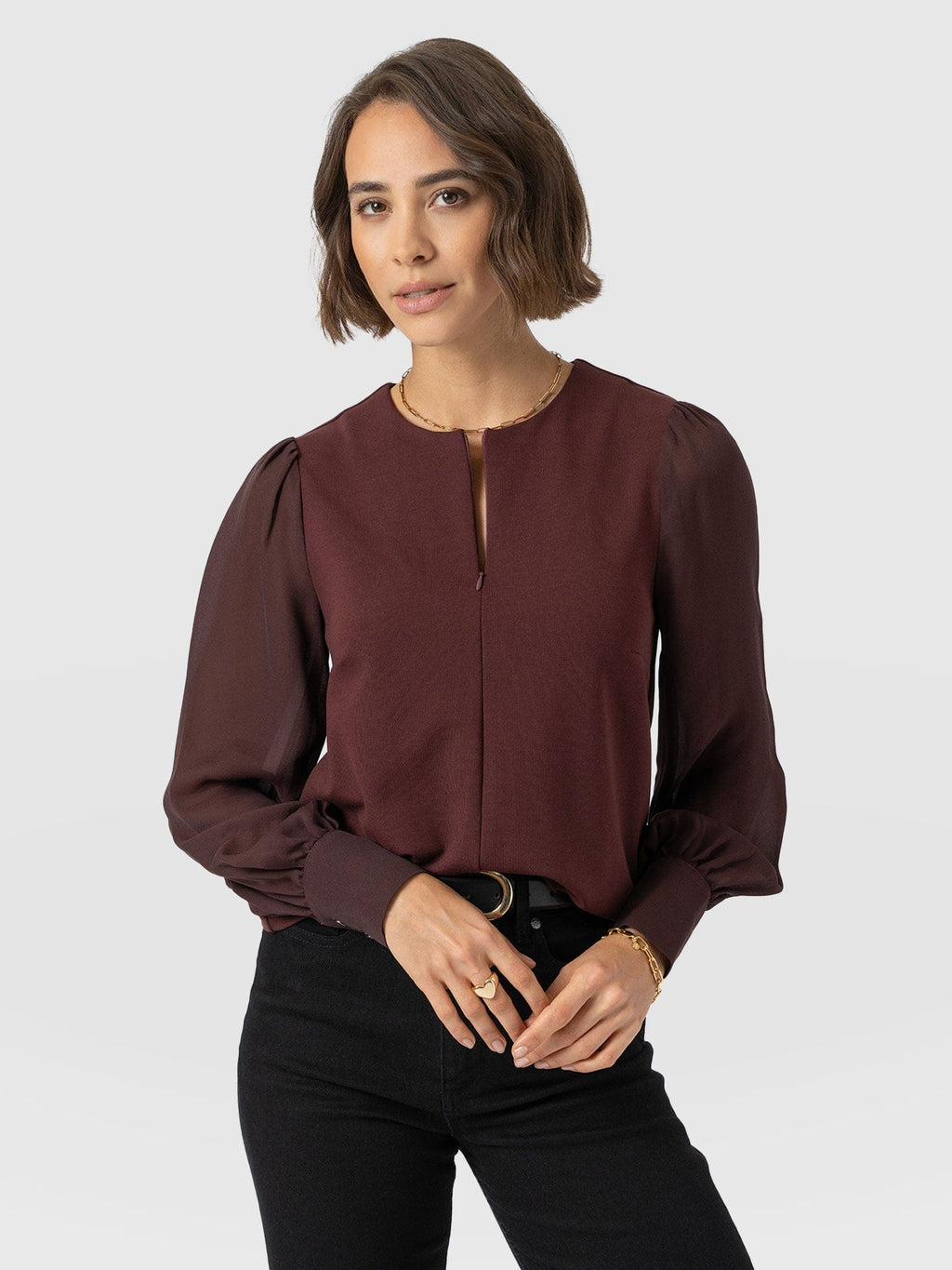 Esme Zip Up Top - Maroon